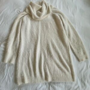 LOFT Cream Long Sleeve Sweater Dress